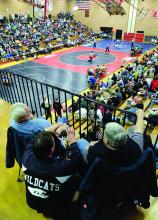 Fans watch the Northeast Regional Class AA championship quarterfinals Friday evening at the Williamsport Area High School gymnasium.