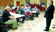 Rep. Daryl Metcalfe talks to a group at the Bloomsburg American Legion about gun rights Monday.