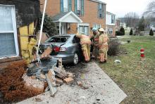 Volkswagen smashed in this apartment rented by Don Fulmer at the Montgomery Village Apartments in Mahoning Township Friday afternoon.