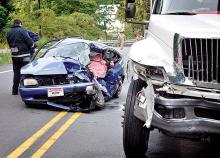 Ford Aspire driver Margaret Eve Haddow, 49, was killed instantly when her small compact car was hit on the driver’s side by a utility bucket truck early Wednesday morning at the intersection of Sones Hollow Road and Route 42 in Jackson Township.