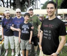 Visiting his grandmother and attending the annual St. Mary’s Picnic in Berwick on Sunday is 2014 United States Paralympics Team member Tyler Carter, right, of Topton. Standing with him are family members, from left, aunt Theresa Dent, grandmother Margaret Carter, brother Jackson Carter and dad Edward Carter. Tyler competed in the men’s giant slalom event.