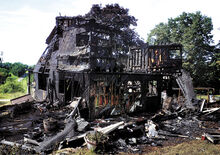 The remains of Kurt Trivelpiece’s home at 669 Knob Mountain Road in Briar Creek Township are seen on Wednesday after an early-morning fire destroyed the house where his parents, Curtiss and Joyce Trivelpiece, raised six children.