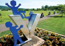 A group of motorcycle riders depart Camp Victory Sunday morning as they embark on Dr. O's "Victory Ride 2013." The 19th Annual Motorcycle Ride wound its way through northern Columbia, Luzerne and Sullivan counties and back to Camp Victory for dinner.