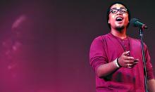 Bloomsburg junior Dante Green sings Etta James' "At Last." Green was the winner of the 2013 First Columbia Teen Star competition held Sunday at Haas Auditorium at Bloomsburg University.