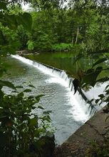 The preparation work to remove Boones Dam is underway Thursday on Fishing Creek in Bloomsburg. 