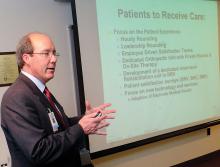 Berwick Hospital Chief Executive Officer David Steitz address the hospital's annual meeting which is open to the public Tuesday evening in Berwick. 
