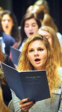 Millville's Hayley Reichner rehearses with the members of the Columbia/Montour County High School Chorus Festival Wednesday morning at Southern Columbia High School. 