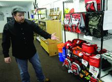 Damion Meyers, one of the owners of Total Survival in Berwick, talks about one of the store's more popular items, survival kit or bug-out bag. 