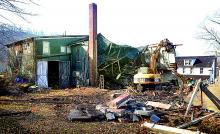 Crews demolish the old factory on Third Street in Catawissa