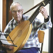 Retired Bloomsburg University faculty member Richard Brook, above, plays his theorbo during the Early Music Workshop at St. Matthew’s Lutheran Church in Bloomsburg on Saturday.