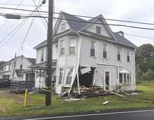 A 2018 Audi sedan struck the house at the corner of Summerhill Avenue and Martz Street in Berwick on Tuesday morning.