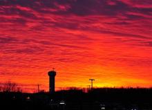 The sun sets near Quakertown, Pa.